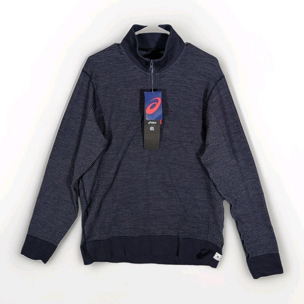 Reigning Champ x Asics 1/2 Zip Pullover Men's Large Navy Midweight Performance